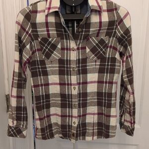 Legendary Whitetails Brown and Cream Plaid Button Down Shirt